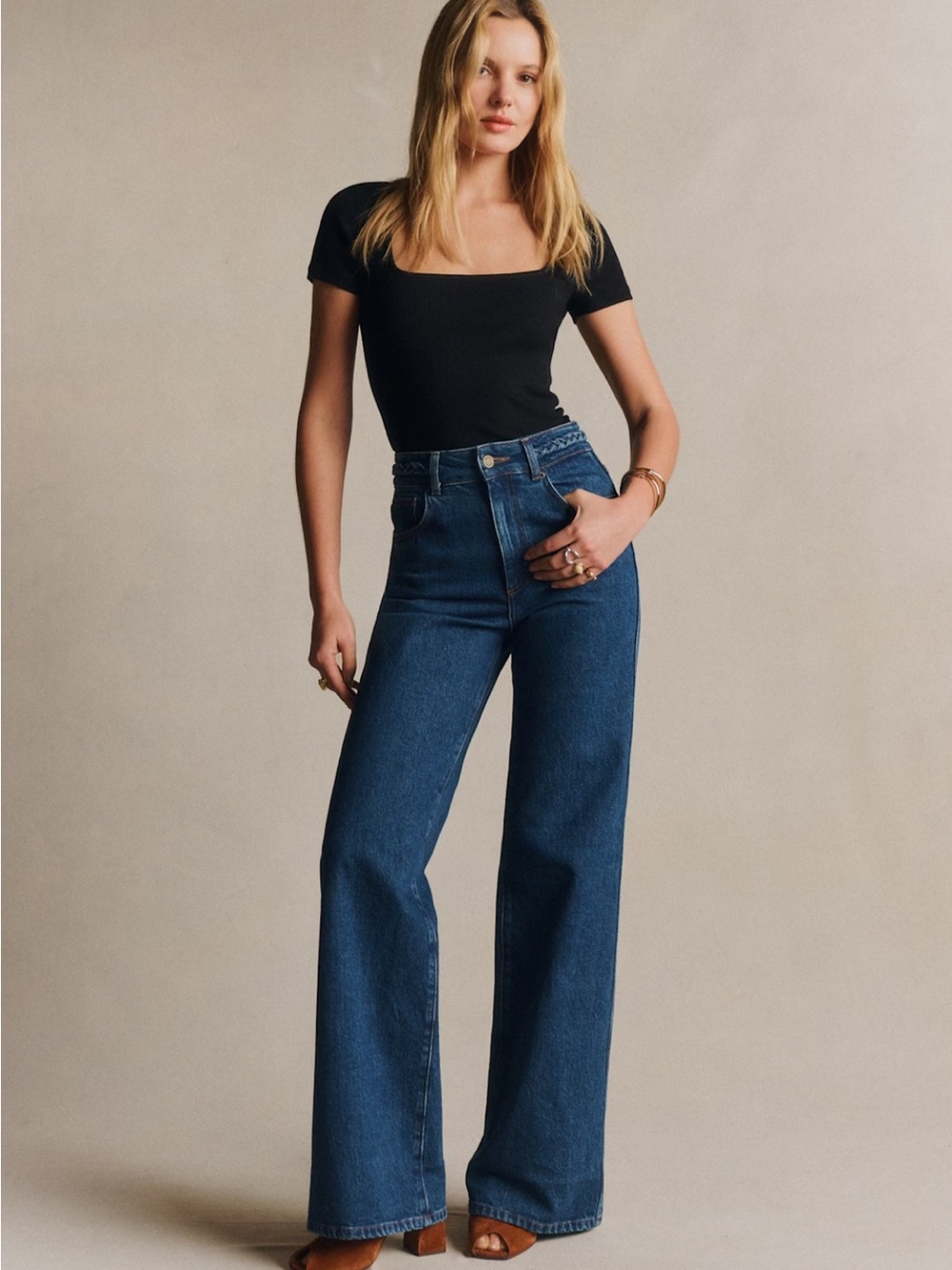 Sezane New 70's Trousers Blue - Size 6